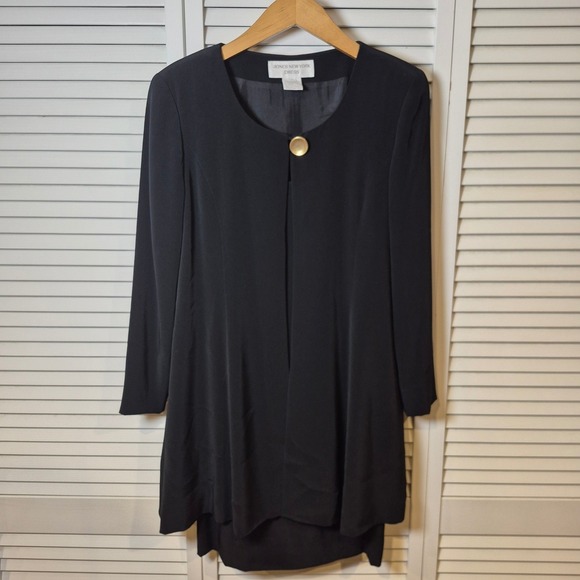 Jones NY Black Dress‎ LBD Size 6 Career Blazer Old Money Quiet Luxury NOS 90s - Picture 1 of 16
